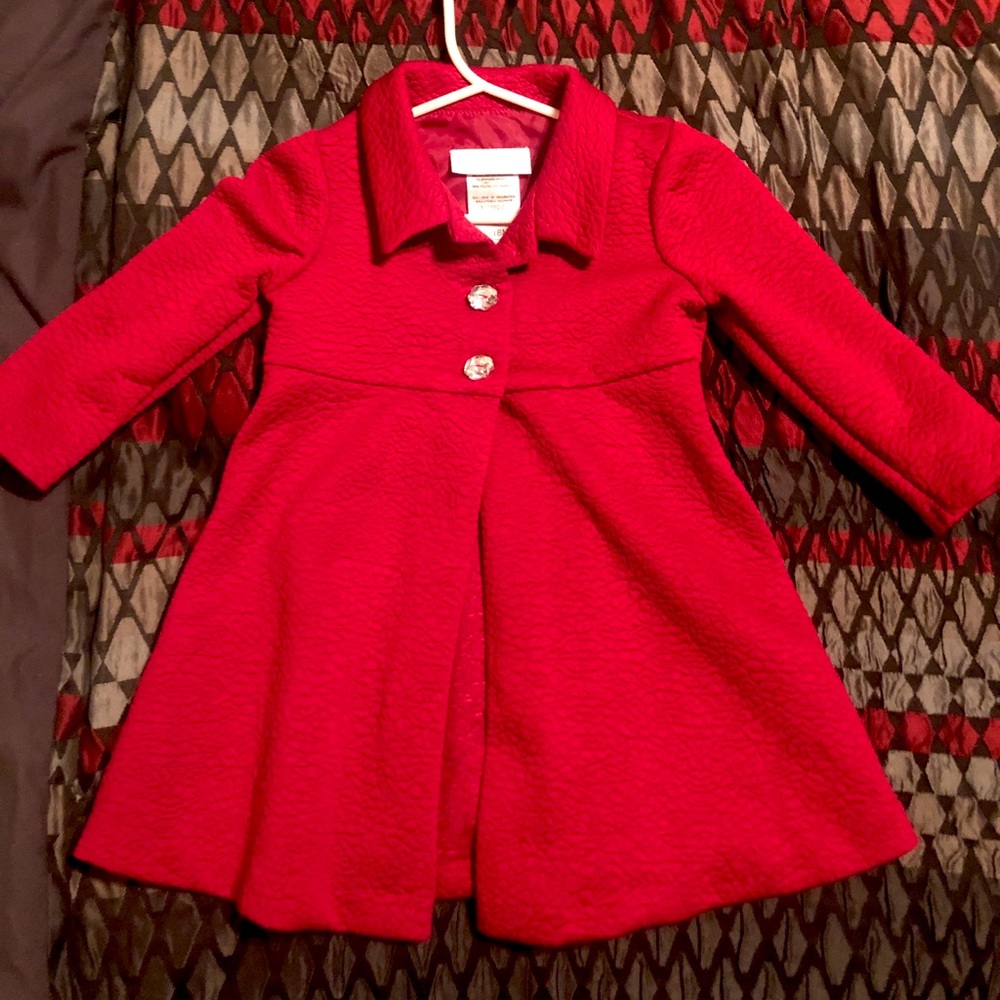 Toddler Girls Red Peacoat